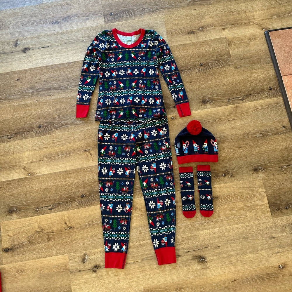 Hanna Andersson women’s holiday print long john pajamas size M